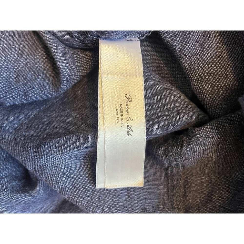 Porter & Ash Linen Shirt Mens Medium Blue Short Sleeve Button-Up Relaxed Fit - Picture 7 of 8